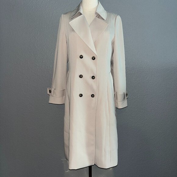 KORADIOR CLASSIC BEIGE DOUBLE BREASTED BELTED TRENCH COAT WOMEN'S EU 40 = US 10 - Picture 2 of 13